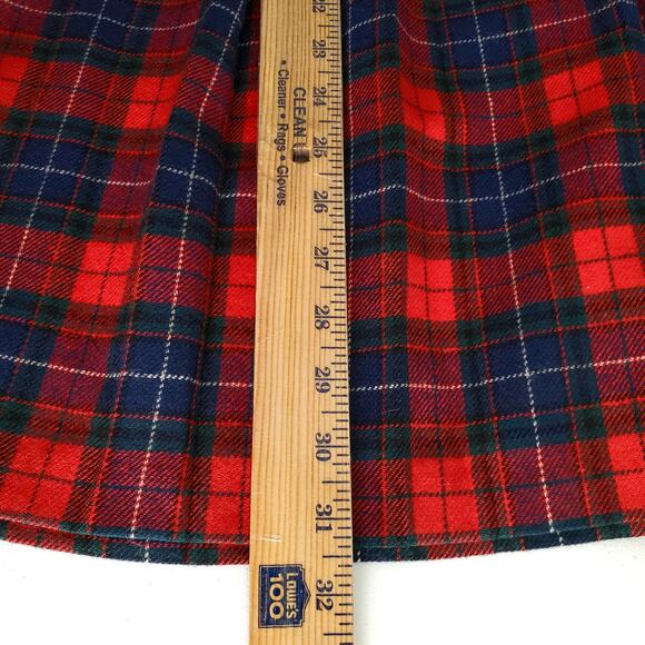 70s VTG Pendleton Red Blue Tartan Pleat Plaid Maxi Skirt 16 USA Americana Preppy - Picture 10 of 12